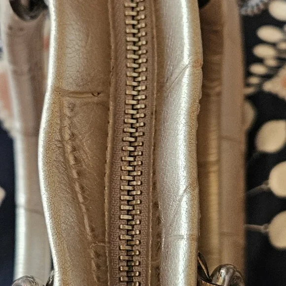 Coach Croc Pattern Metallic Silver Bag - Picture 13 of 13